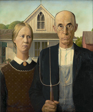 wikipedia: American Gothic, Grant Wood 1930