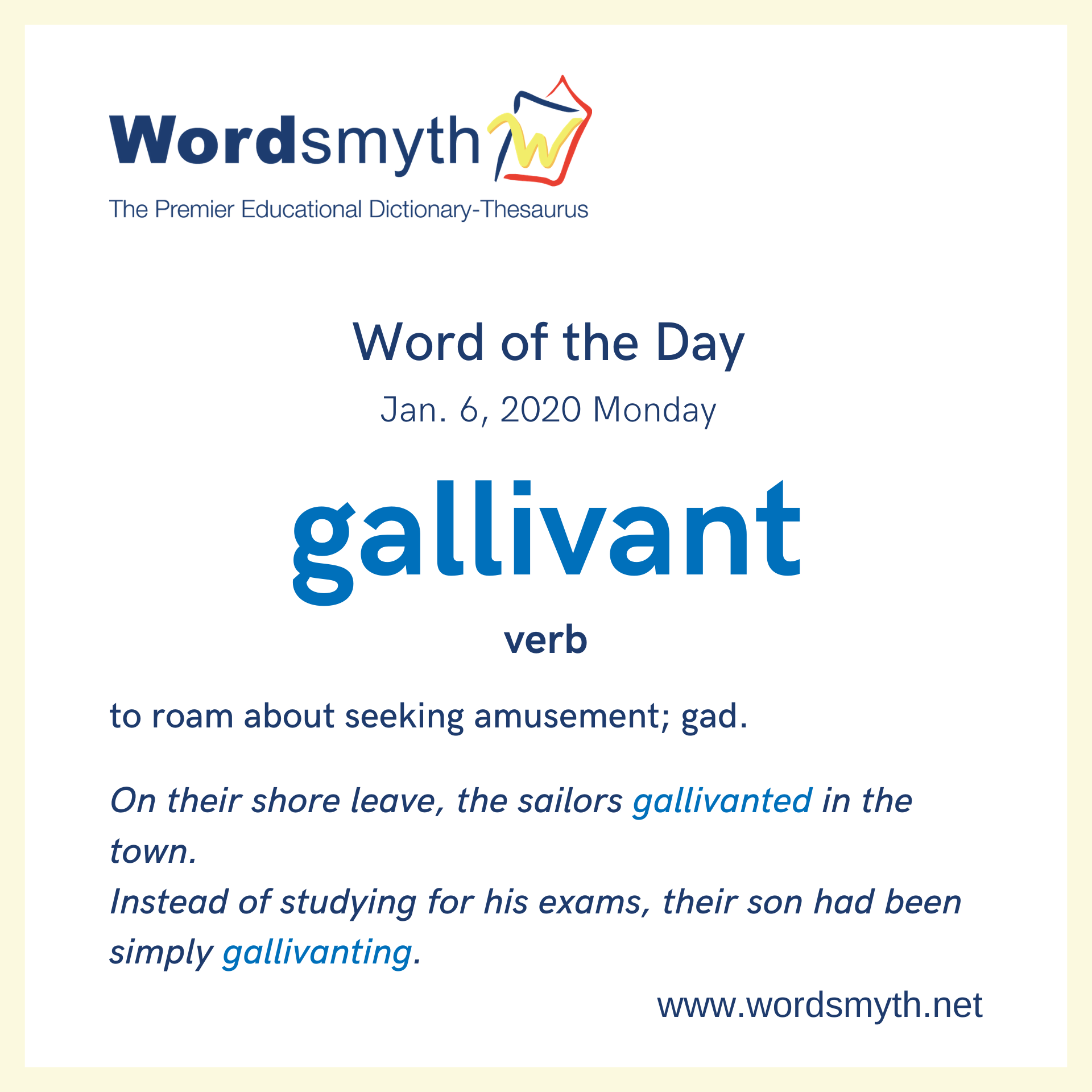 word of the day gallivant